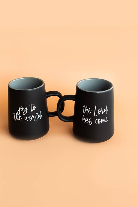 Modern Burlap - Joy to the world, the Lord has come mug - Black