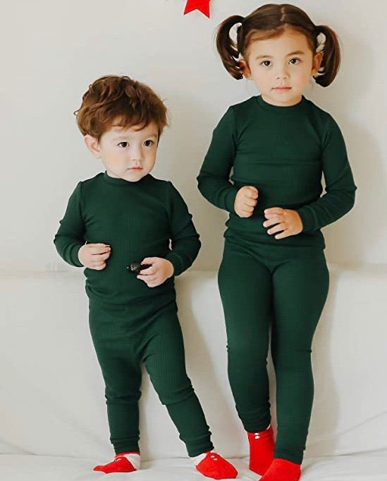 Ribbed green pajamas